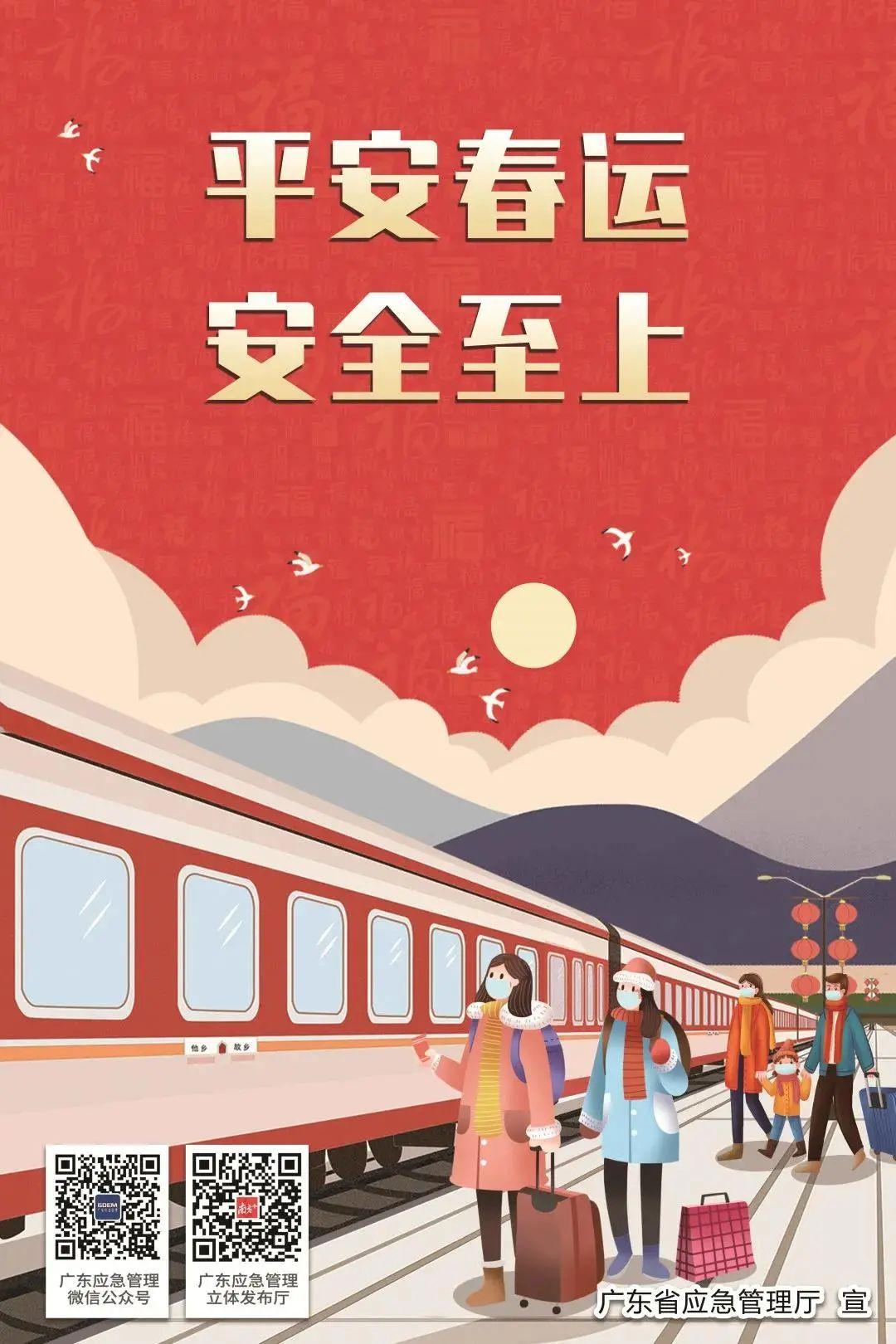 扩散| 春节春运安全和疫情防控公益宣传海报