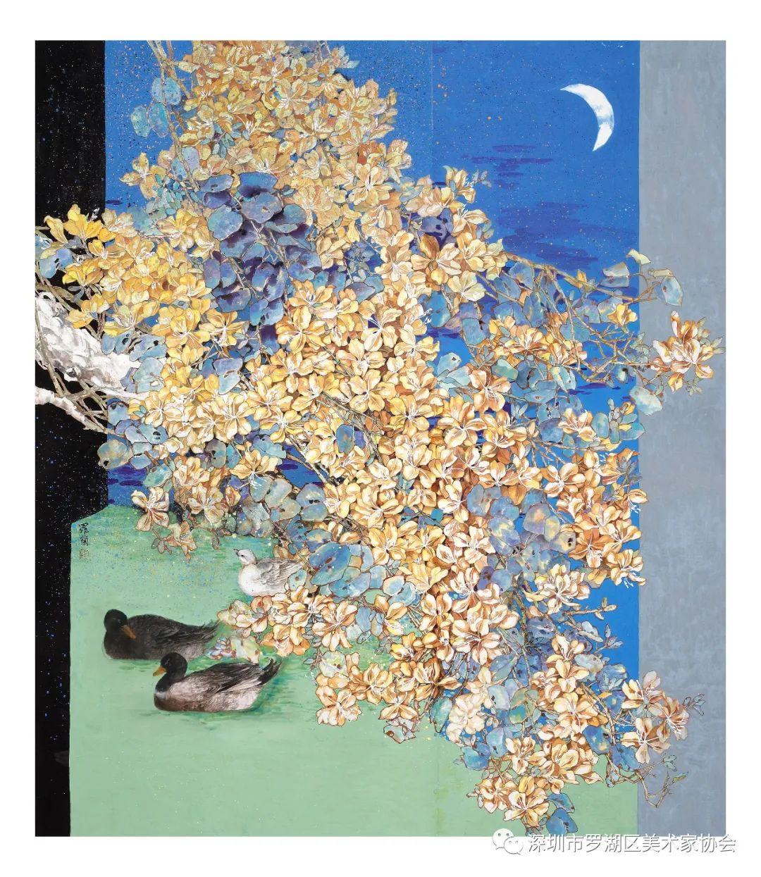 罗兰/《秋寂春满》/180x160cm/中国画/2020年罗志豪/《奋力抗疫之休憩