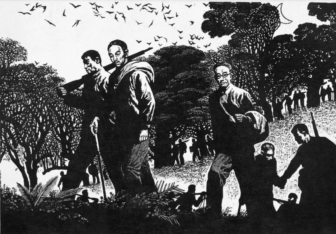 5cm × 59 cm 黑白木刻版画 1981年 (广东美术馆藏)张树国 《大营救》