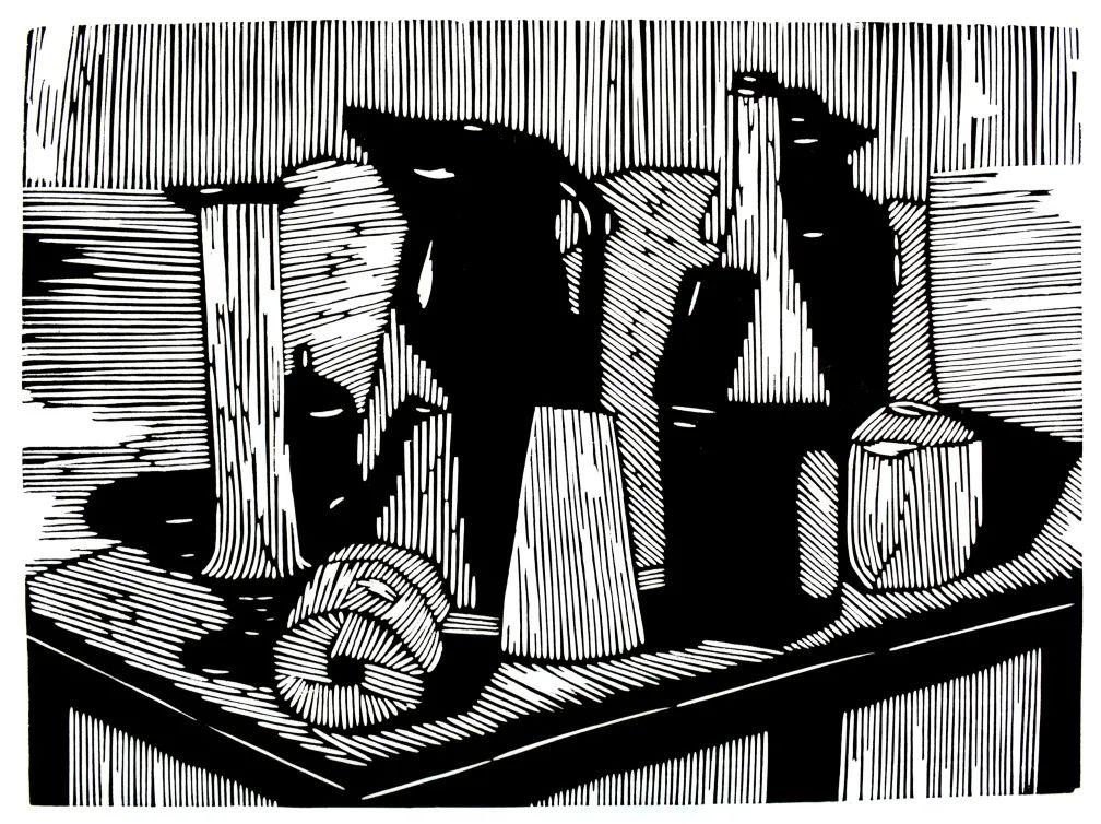 《致莫兰迪之一》42×59cm 凸版 2013年《静物二》21×30cm 凸版