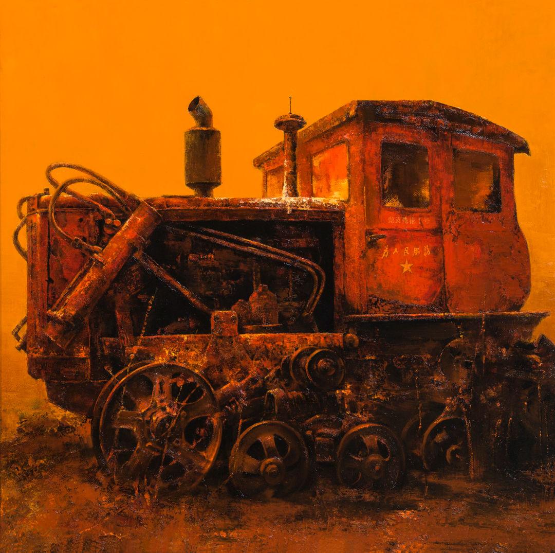 《光辉岁月系列之五——东方红》 梁伟平 / 120cm×120cm / 广东