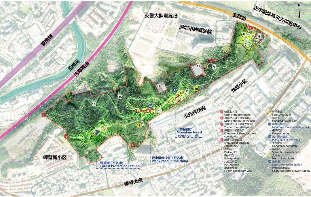 嶂背郊野公园地处龙城街道宝荷路,距离龙岗中心城直线距离约1公里