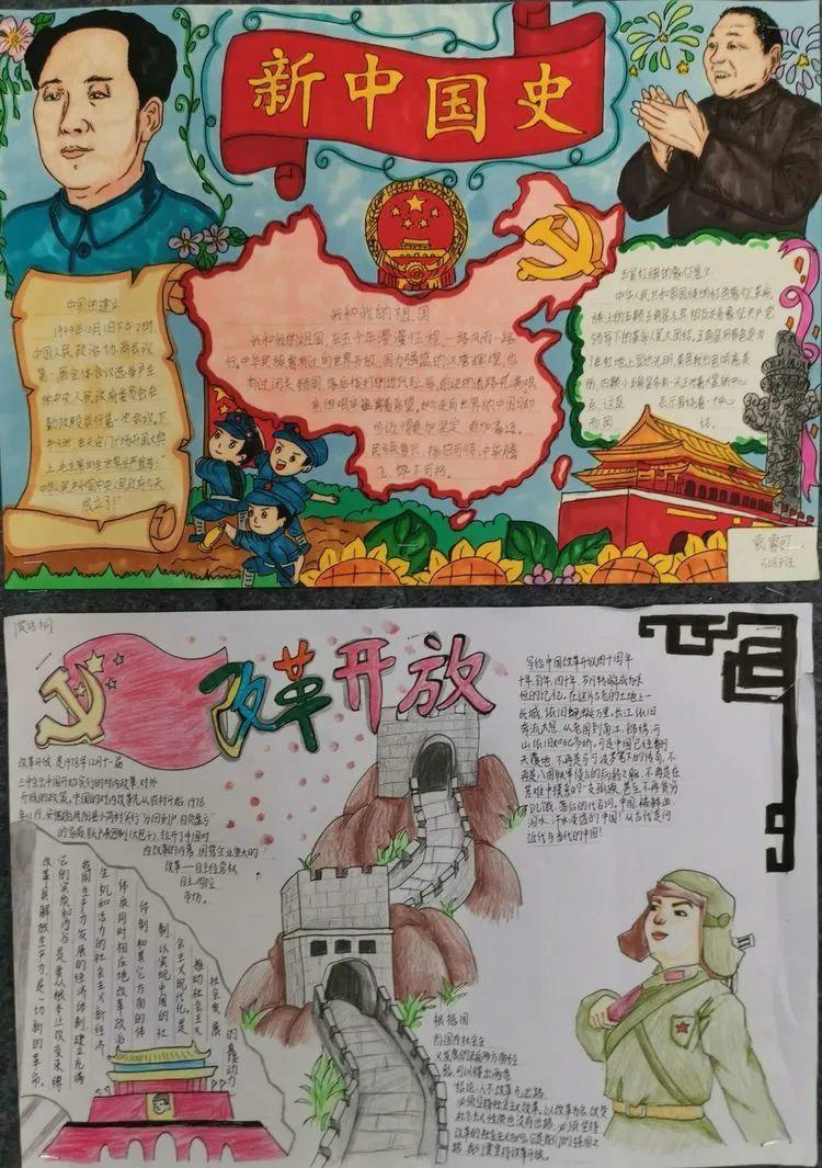 精美手抄报作品 #四至六年级队员学习党史,新中国史,改革开放史
